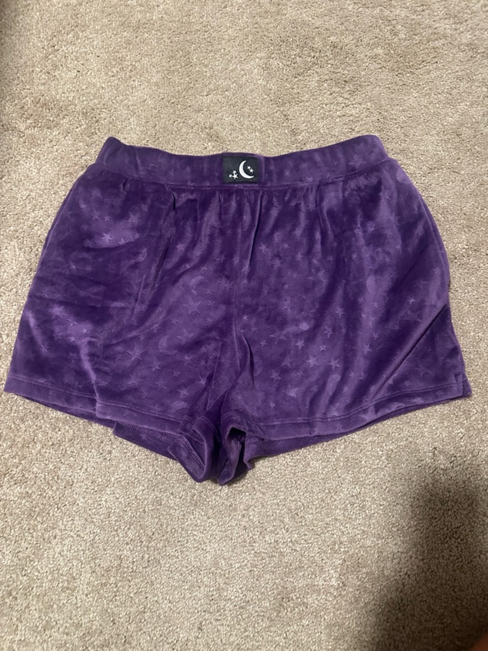 Plush Velvet Moon & Stars Women's Lounge Shorts — Purple